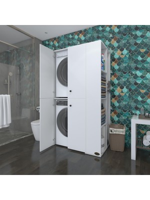 Kenzlife  çamaşır-kurutma makinesi dolabı kapaklı foka byz 180*090*60 banyo