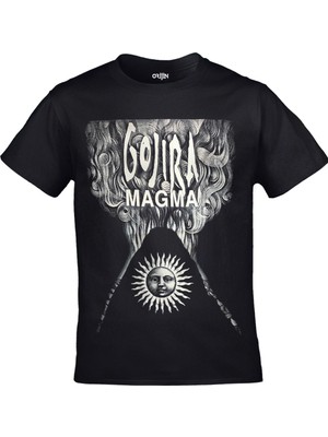 Orijin Tekstil Gojira - Magma Unisex Baskılı Siyah Tshirt