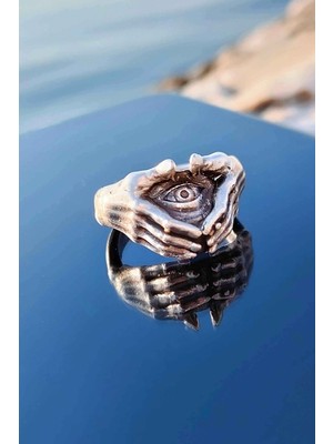 Trend Collection Illuminati Göz Antik Gümüş Kaplama Ayarlanabilir Yüzük
