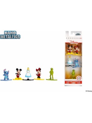 Jada Toys Nano Metalfigs Disney 5'li Mini  Figür 4 cm - Stitch Mickey Minnie Kermit Alice