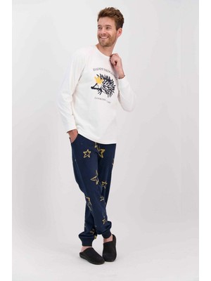 Arnetta 1558 Daddy Hedgehog Krem Erkek Uzun Kol Pijama Takımı