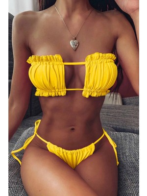 Angelsin Brezilya Model Büzgülü Bağlamalı Bikini Takım