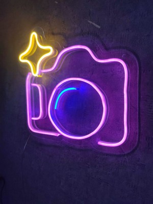 Fotoğraf Makinesi Neon LED Tabela Neon Dekoratif Duvar Aydınlatması