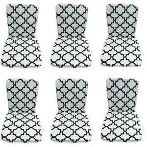 6 Adet Mandaş Midi Sandalye Minderi, Bahçe Sandalye Minderi-Damask Siyah