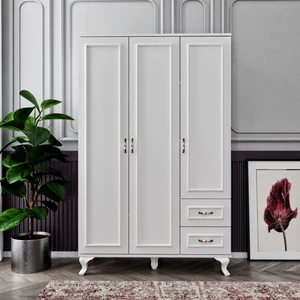 Kzn Home Kartopu 3 Kapaklı 2 Çekmeceli Country Gardırop - Tamamı 1. Kalite Mdf