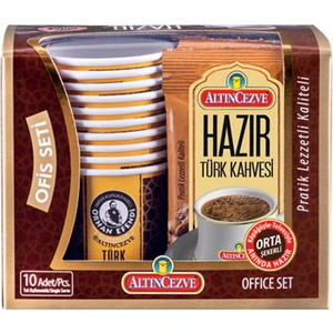 Hazır Türk Kahvesi Ofis Seti 10lu Bardaklı Orta