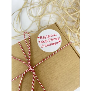 Butik Sosyetik Sayfamızı Takip Etmeyi Unutmayın 50 mm Beyaz Yuvarlak Sticker Etiket 100 Adet