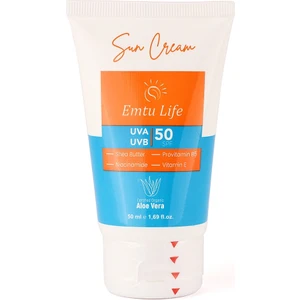 Emtu Life 50 Spf+ Güneş Kremi Tüm Cilt Tipleri Için Leke Karşıtı Aloe Vera ve Vitamin E Içerir 50ML ET-001
