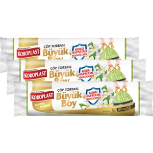 Koku Hapsetmeli Büyük Boy Yasemin Kokulu Büzgülü Çöp Torbası 10 Adet 3 Paket