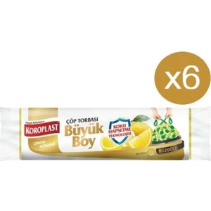 Limon Büzgülü Büyük Çöp Torbası 10'lu x 6 Paket