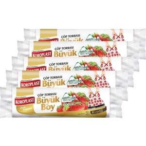Ekstra Güçlü Çilek Büzgülü Büyük Boy 10LU Çöp Torbası x 5 Paket