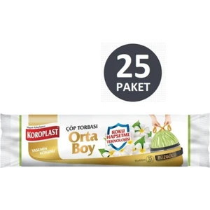 Koku Hapsetme Yasemin Büzgülü Orta Boy Çöp Torbası 15 Adet x 25 Paket