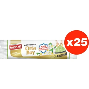 Koku Hapsetme Yasemin Büzgülü Orta Boy 15LI Çöp Torbası x 25 Paket (55*60  cm)