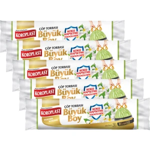 Koku Hapsetmeli Büyük Boy Yasemin Kokulu Büzgülü Çöp Torbası 10 Adet x 5 Paket