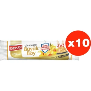 Koku Hapsetme Vanilya Büzgülü Büyük Boy 10LU Çöp Torbası x 10 Paket (65*70  cm)