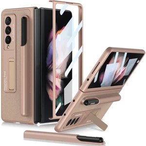 Samsung Galaxy Z Fold3 5g Altın Için Kalem Yuvası ile Gkk Pu Kılıf (Yurt Dışından)