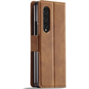 Samsung Galaxy Z Fold3 5g Kahverengi Için Forwenw Yağ Kenar Pu Kılıfı (Yurt Dışından)