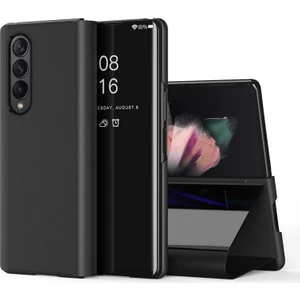 Samsung Galaxy Z For Fold3 Kaplamalı Ayna Deri Kılıf Siyah (Yurt Dışından)