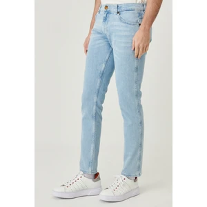 Slim Fit Dar Kesim Düşük Bel Taşlamalı Gri Esnek Larston Jean Denim Kot Pantolon