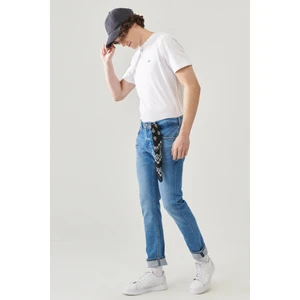 Erkek Luke Slim Tapered Fit Normal Bel Esnek Jean Kot Pantolon