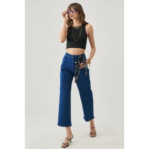 Wide Leg Fit Yüksek Bel Geniş Paça Esnek Jean Kot Pantolon