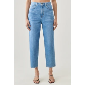 Stella Tapered Regular Fit Normal Kesim Yüksek Bel Mavi Esnek Jean Kot Pantolon