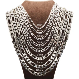 Encili Silver 925 Ayar Gümüş Erkek Figaro Zincir Kolye 55 cm
