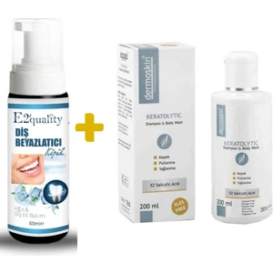 Dermoskin  E2'Quality Diş Beyazlatıcı Köpük + Dermoskin Keratolytic Shampoo Body Wash 200 Ml Vücut Şampuanı