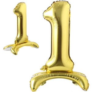 Partipan Ayaklı 1 Rakam Gold Folyo Balon