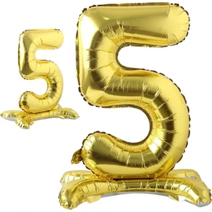Partipan Ayaklı 5 Rakam Gold Folyo Balon