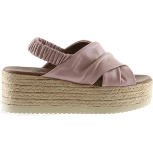 Bueno Shoes Gül Kurusu Deri Kadın Dolgu Topuklu Sandalet