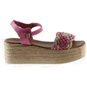 Bueno Shoes Fuşya Deri Kadın Dolgu Topuklu Sandalet