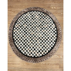 Robert Dama Desen Saçaksız Yuvarlak Halı