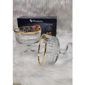 51749-4lü-Yaldızlı Elysia Gold Dondurmalık Ayaklı Kase