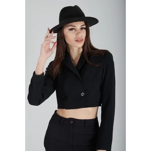 Siyah Astarlı Crop Blazer Ceket 0105118.01