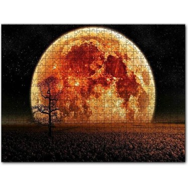 ★hakkacandyland★ Cakapuzzle Tarlada Yalnız Ağaç ve Olağanüstü Süper Ay 500 Fiyatı