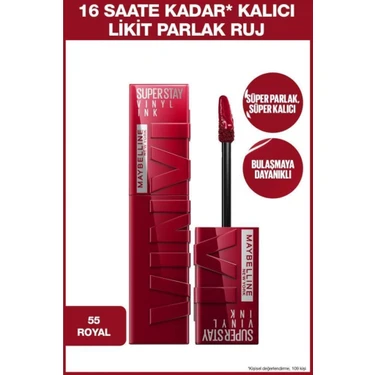 Maybelline New York Super Stay Vinyl Ink Uzun Süre Kalıcı Likit Parlak Ruj 55