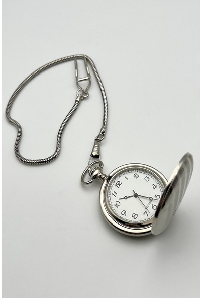 Bellisima Gümüş Renk Rakamlı Köstekli Cep Saati