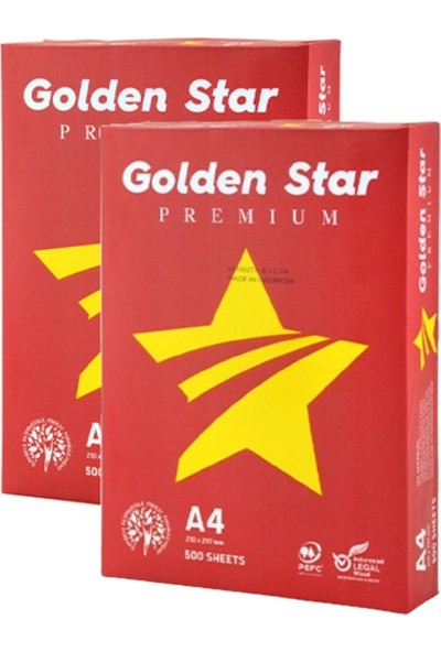 Golden Star A4 Fotokopi Kağıdı 80 Gr. 2 Paket (1000 Sayfa)