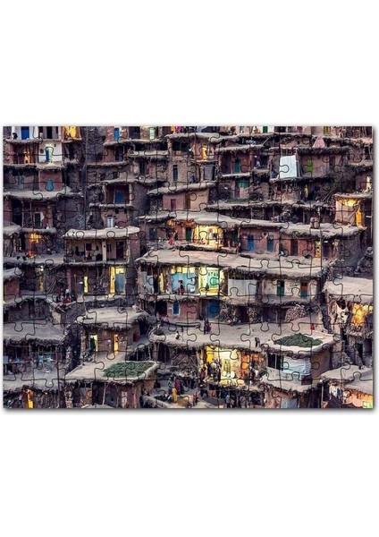 Iran'da Teraslar Halindeki Köy 120 Parça Puzzle Yapboz Mdf (Ahşap)
