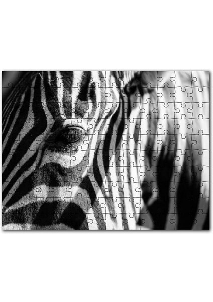 Zebra Yakın Çekim Siyah Beyaz 120 Parça Puzzle Yapboz Mdf (Ahşap)