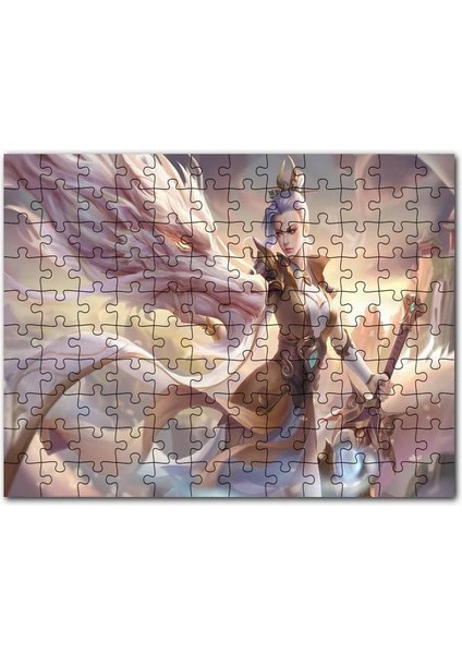 League Of Legends Kadın Savaşçı ve Ak Ejderhası 500 Parça Puzzle Yapboz Mdf (Ahşap)