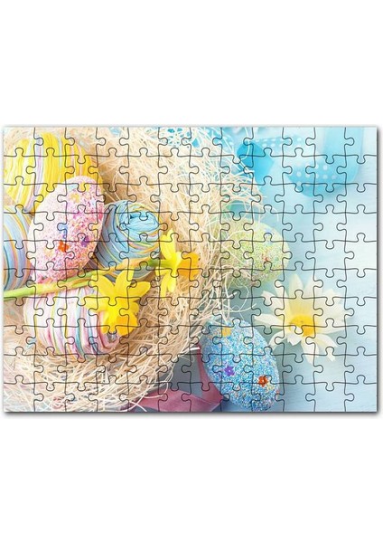 Rengarenk Boyalı Süslü Sürpriz Yumurtalar 255 Parça Puzzle Yapboz Mdf (Ahşap)