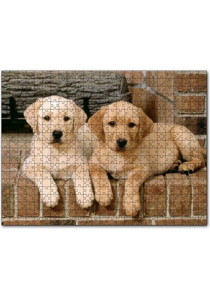 Şöminenin Önünde Iki Labrador Yavrusu 120 Parça Puzzle Yapboz Mdf (Ahşap)