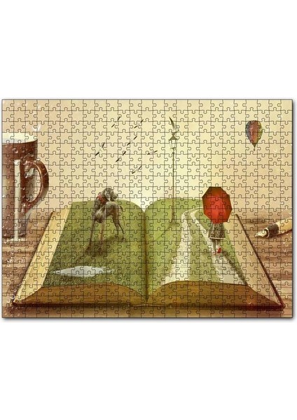 Kitaplarda Hayat Bulan Dünya 120 Parça Puzzle Yapboz Mdf (Ahşap)