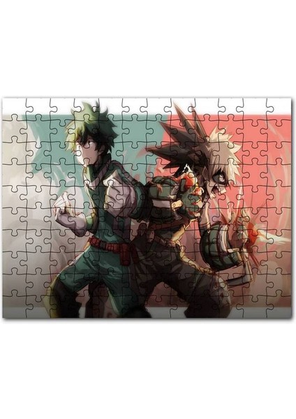 My Hero Academia Young Bakugo ve Midoriya Görseli 1000 Parça Puzzle Yapboz Mdf (Ahşap)