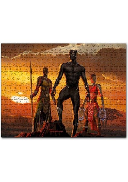 Günbatımında Afrikalı Savaşçı ve Kadın Savaşçılar 1000 Parça Puzzle Yapboz Mdf (Ahşap)