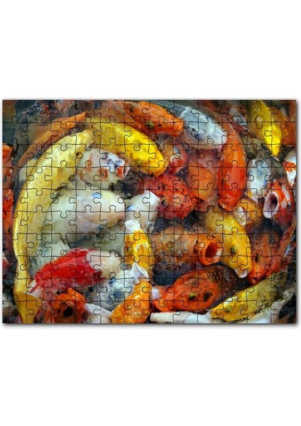 Beslenmek Için Bekleyen Koi Balıkları 120 Parça Puzzle Yapboz Mdf (Ahşap)