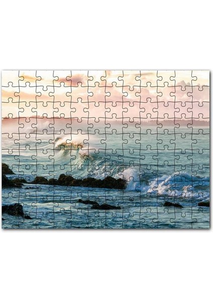 Gündoğumunda Okyanus Kıyısı ve Dalgalar 120 Parça Puzzle Yapboz Mdf (Ahşap)