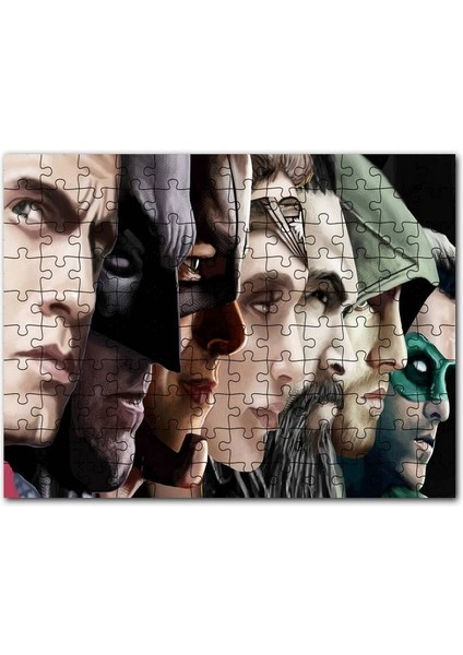 Adalet Birliği Karakterleri Yanyana Yakın Çizim 120 Parça Puzzle Yapboz Mdf (Ahşap)